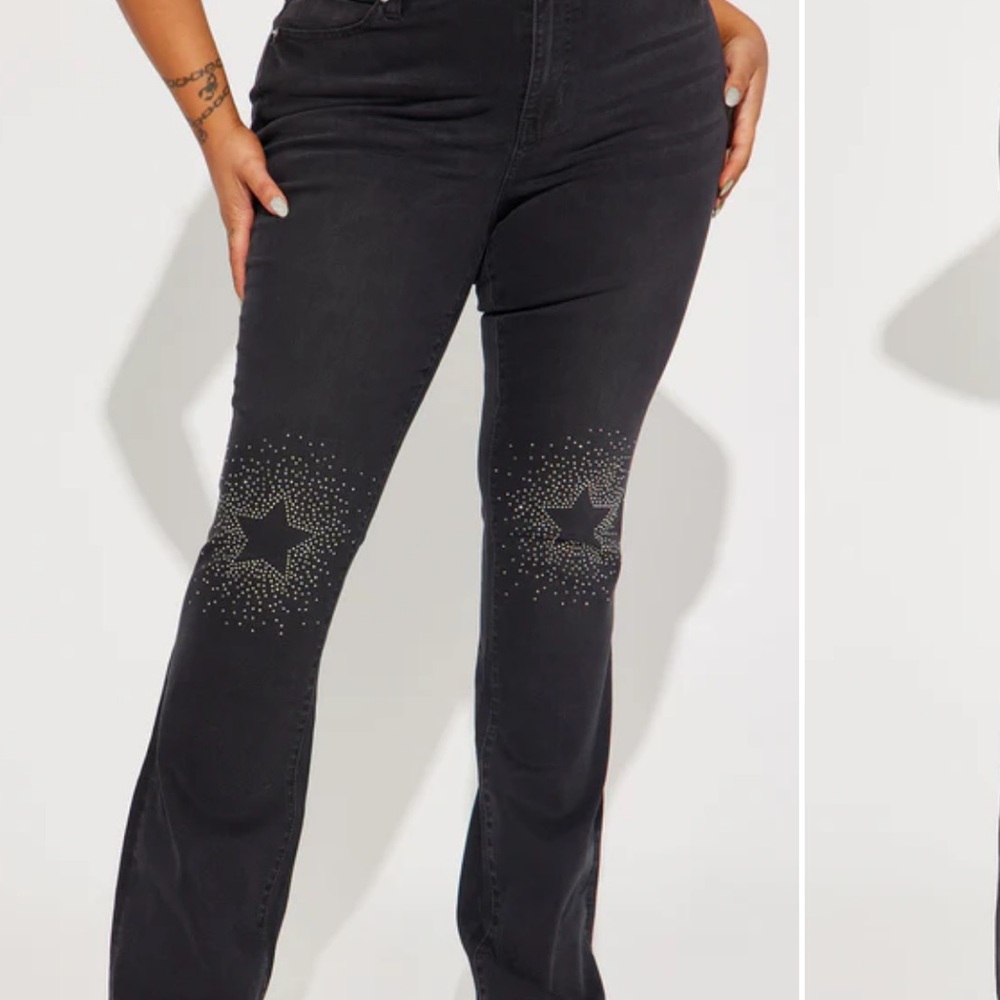 Fashion Nova Black Star Boot Cut Jeans
